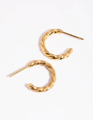 Gold Plated Surgical Steel Twisted Hoop Earrings