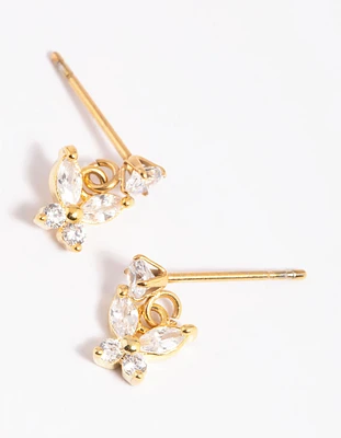 Gold Plated Surgical Steel Butterfly Stud Earrings