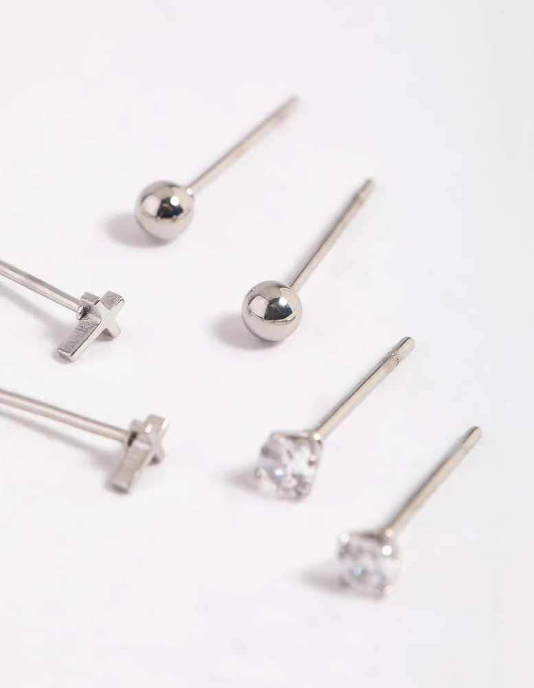 Surgical Steel Cross Stud Earrings