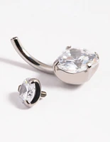 Titanium Heart Diamante Belly Ring