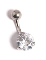 Titanium Cubic Zirconia Belly Bar