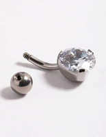 Titanium Cubic Zirconia Belly Bar