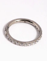 Titanium Cubic Zirconia Pave Clicker Ring