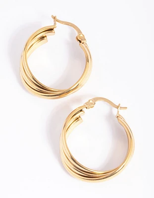 Waterproof Gold Plated Stainless Steel Hoop Earrings