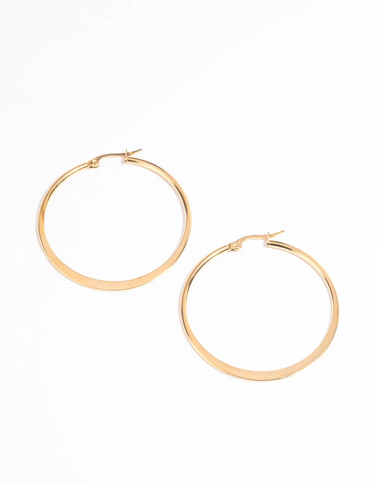 Waterproof Gold Plated Stainless Steel Thin Hoop Earrings