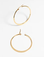 Waterproof Gold Plated Stainless Steel Thin Hoop Earrings