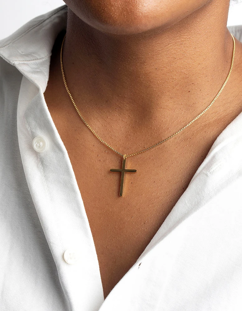 Waterproof Gold Plated Stainless Steel Cross Necklace