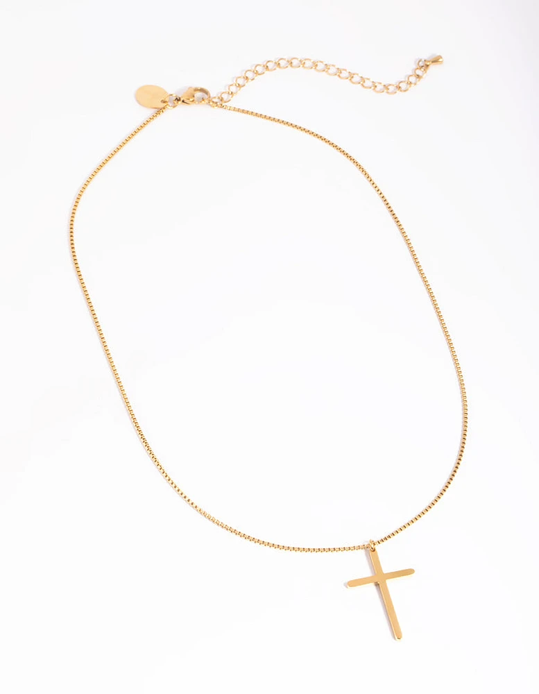 Waterproof Gold Plated Stainless Steel Cross Necklace