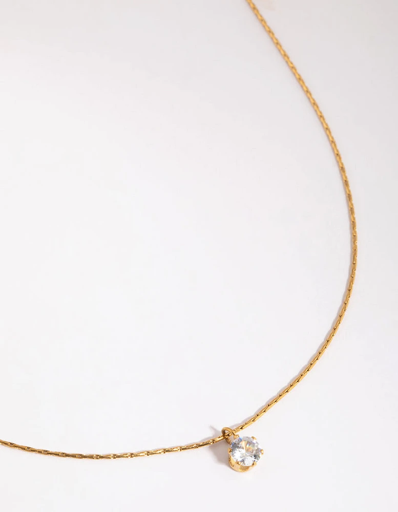 Gold Plated Stainless Steel Diamante Necklace