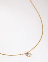 Gold Plated Stainless Steel Diamante Necklace