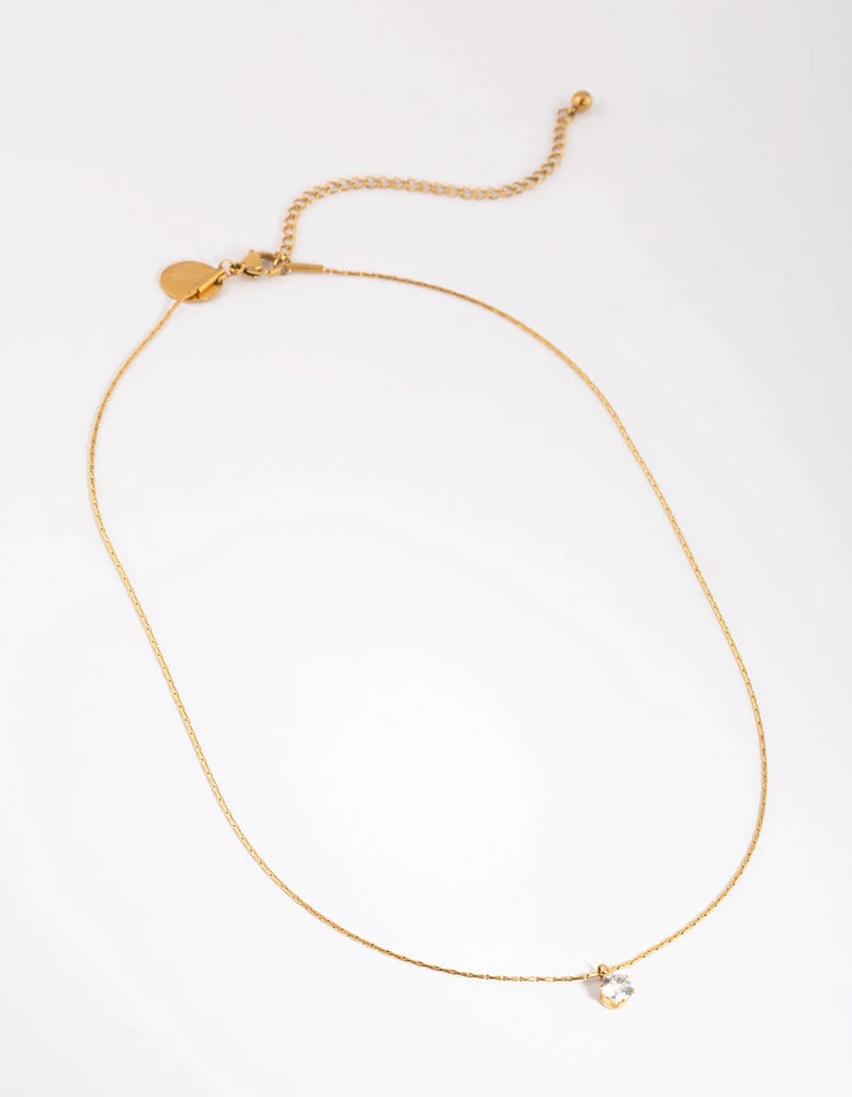 Waterproof Gold Plated Stainless Steel Diamante Necklace