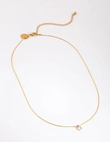 Gold Plated Stainless Steel Diamante Necklace