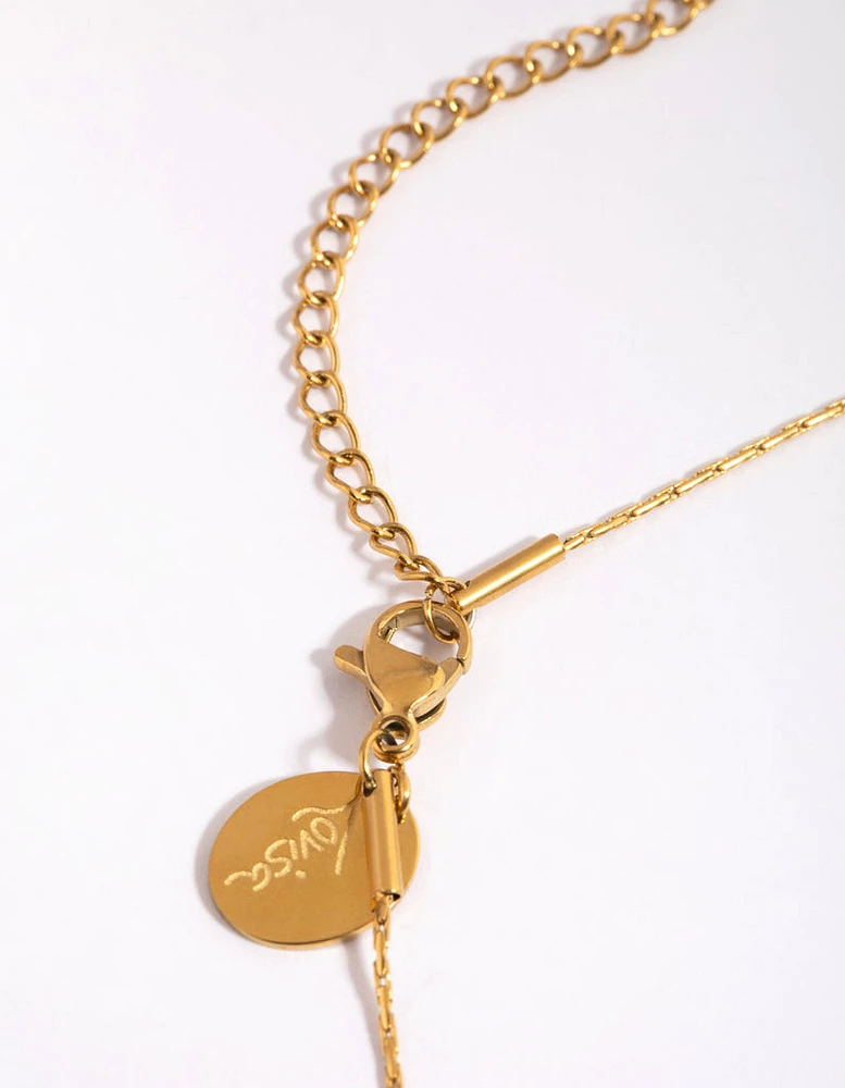 Waterproof Gold Plated Stainless Steel Diamante Necklace