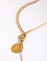 Gold Plated Stainless Steel Diamante Necklace