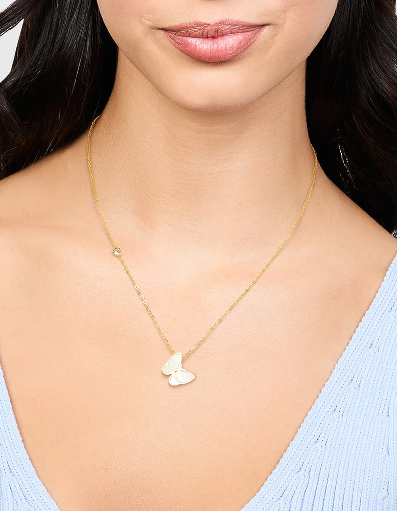Waterproof Gold Plated Stainless Steel Butterfly Pendant Necklace