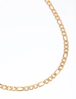 Gold Plated Stainless Steel Figaro Necklace