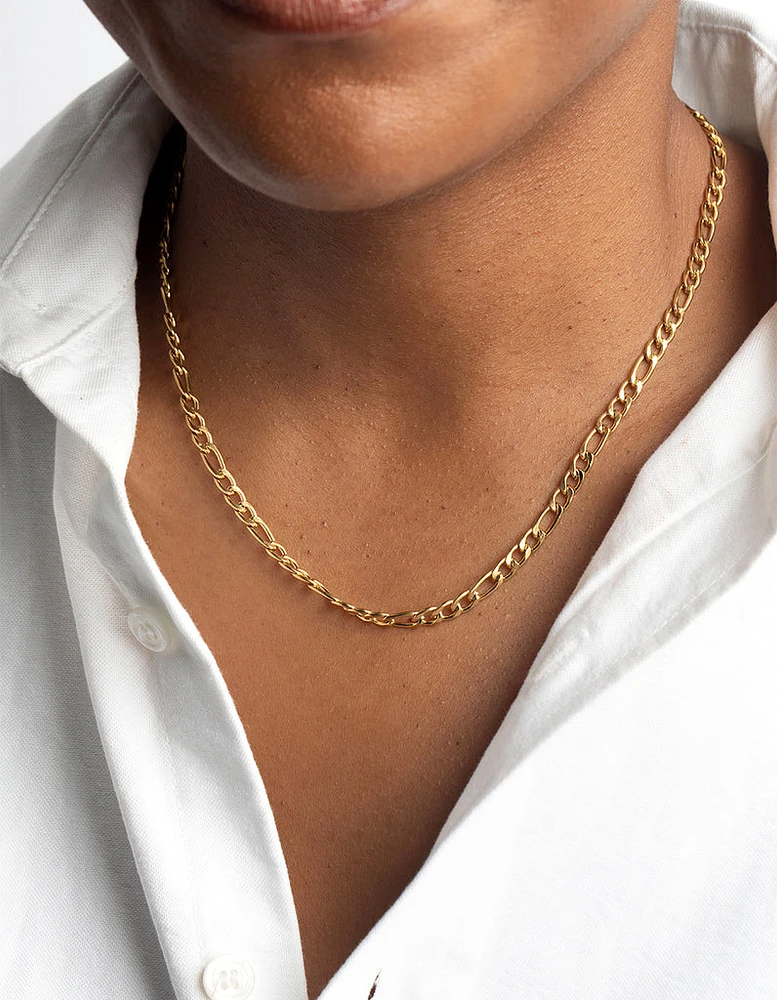 Gold Plated Stainless Steel Figaro Necklace