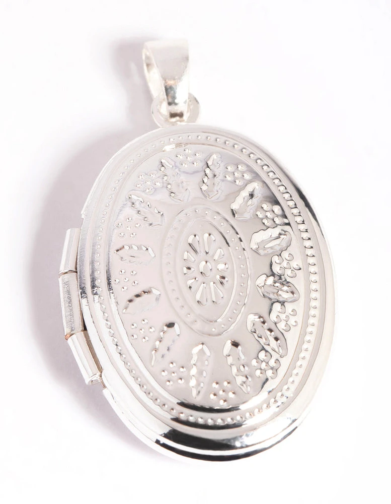 Silver Plated Oval Locket Charm