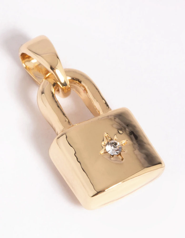 Gold Plated Star Padlock Charm