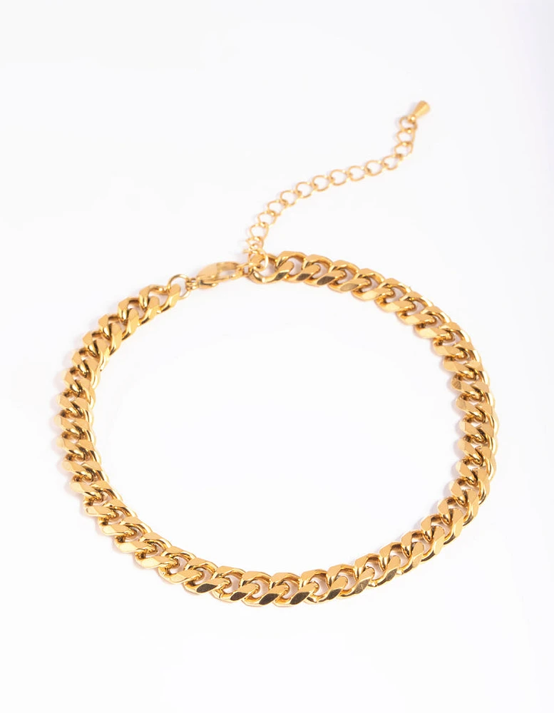 Waterproof Gold Plated Stainless Steel Curb Chain Anklet