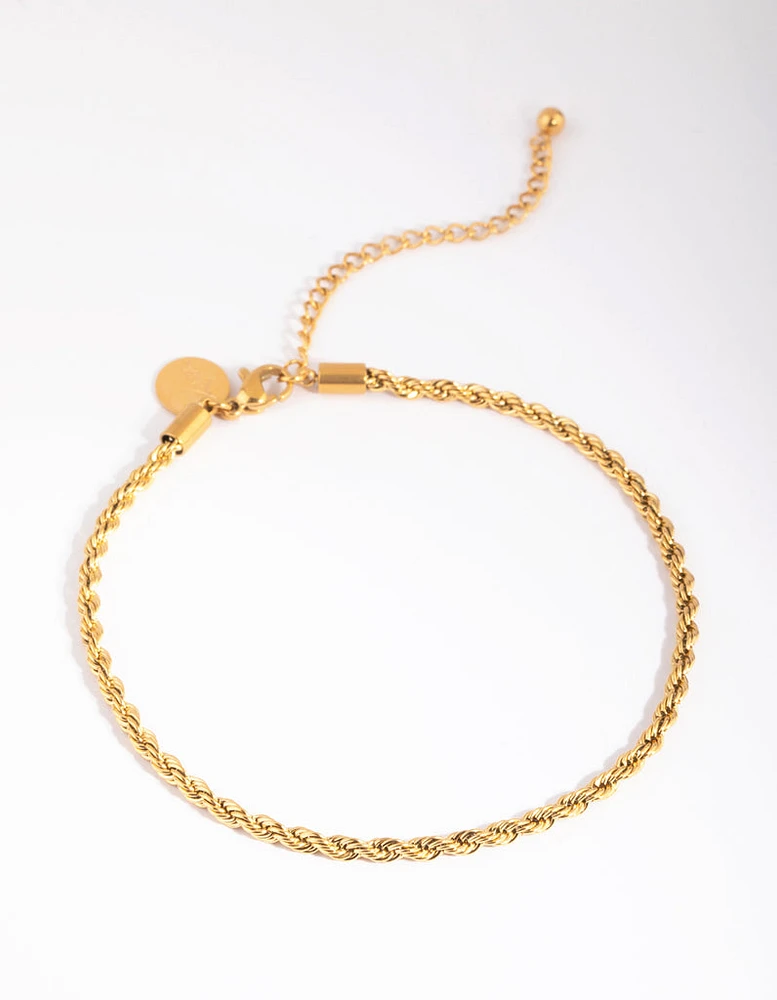 Gold Plated Stainless Steel Twisted Chain Anklet