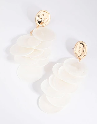 White Cascading Shell Drop Earrings