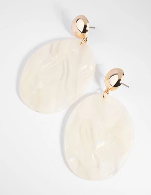 Cream Pearlised Acrylic Drop Earrings