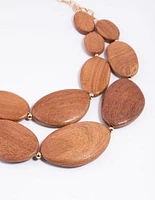 Brown Wooden Layered Necklace