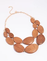 Brown Wooden Layered Necklace