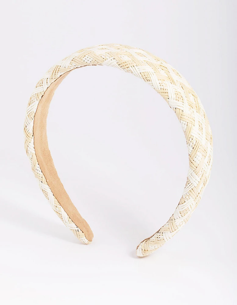 Two Tone Straw Padded Alice Band