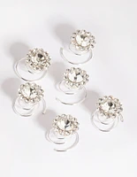 Silver Diamante Hair Spiral Pack