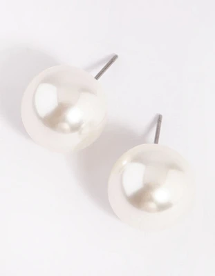 Silver Pearly Stud Earrings