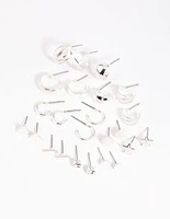 Silver Geometric Stud & Hoop Earring 12-Pack