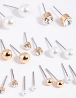 Gold Pearl Stud Earring 12-Pack