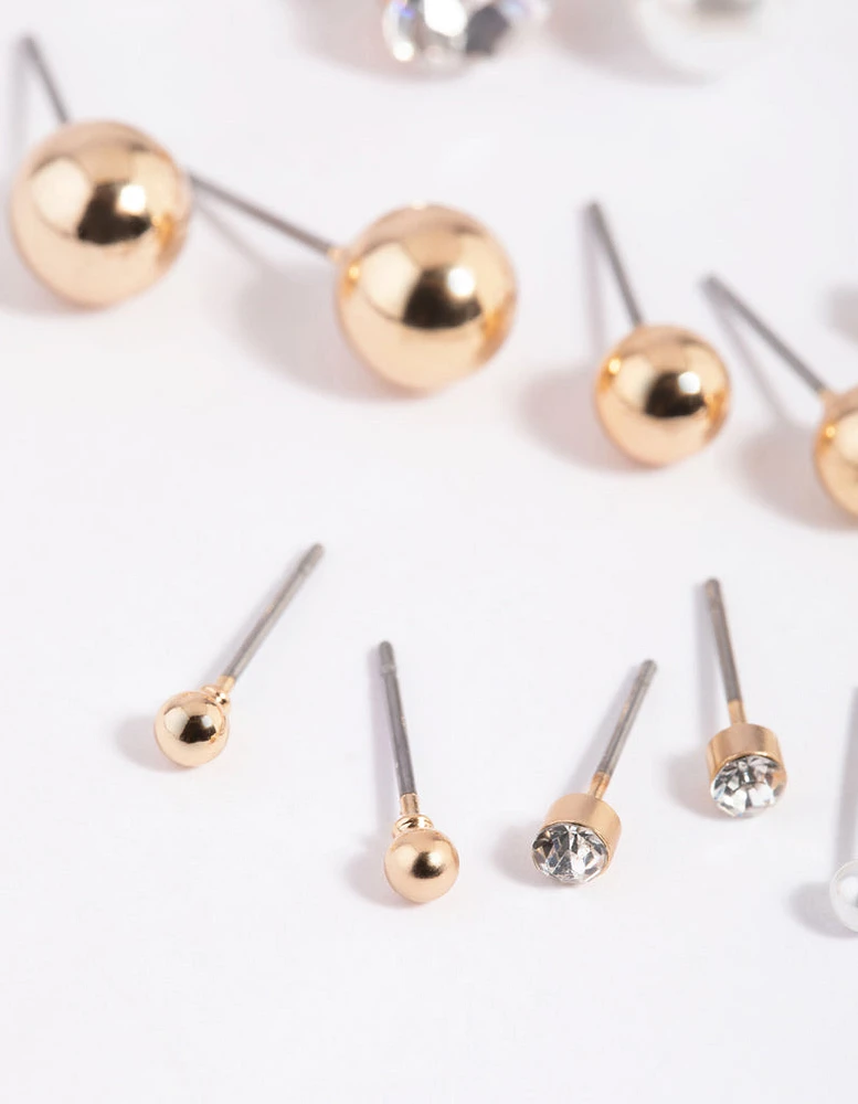 Gold Pearl Stud Earring 12-Pack