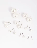 Silver Pearl Stud 8-Pack