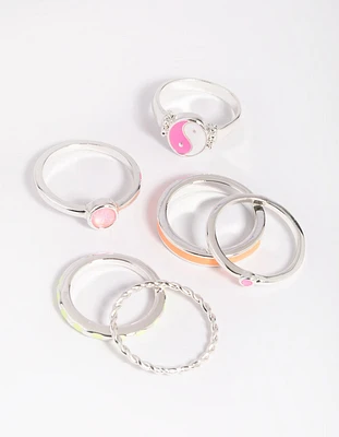 Silver Yin Yang Ring 6-Pack