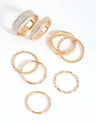 Gold Glitter Ring Stack Pack