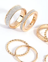 Gold Glitter Ring Stack Pack