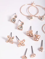 Rose Gold Dainty Garden Stud Earring 8-Pack