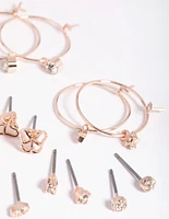 Rose Gold Dainty Garden Stud Earring 8-Pack