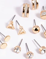 Gold Glitter Stud Earring 12-Pack