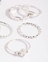 Silver Leaves Ring Stack 8-Pack