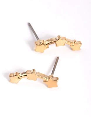 Gold Shooting Star Stud Earrings