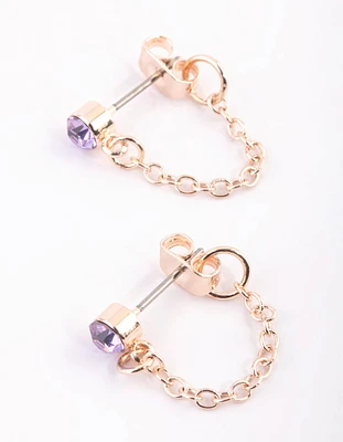 Purple Diamante Jacket Earrings