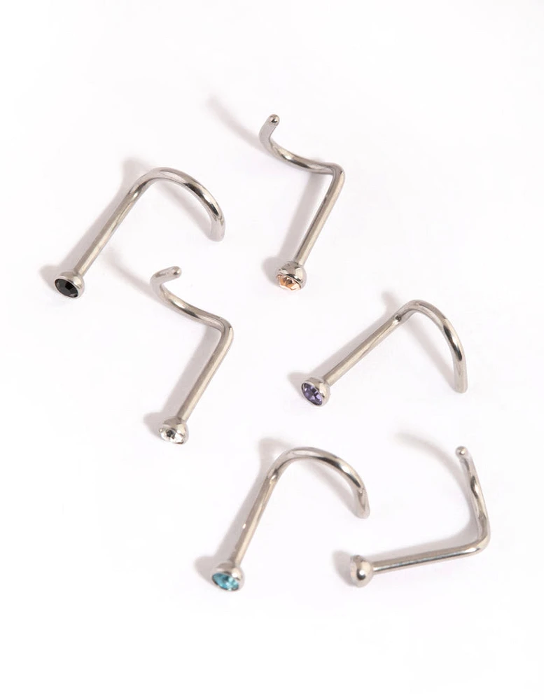 Surgical Steel Frosty Nose Stud 6-Pack