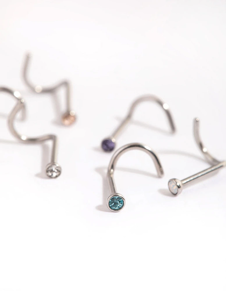 Surgical Steel Frosty Nose Stud 6-Pack