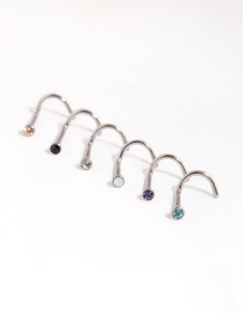 Surgical Steel Frosty Nose Stud 6-Pack