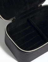 Black Faux Leather Rectangle Travel Jewellery Box