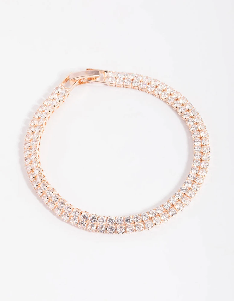 Rose Gold Cubic Zirconia Tennis Bracelet